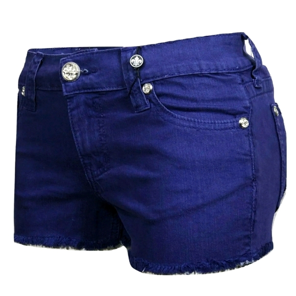 Affliction Studded Denim Cut-off Short Shorts- 24 - Picture 4 of 15